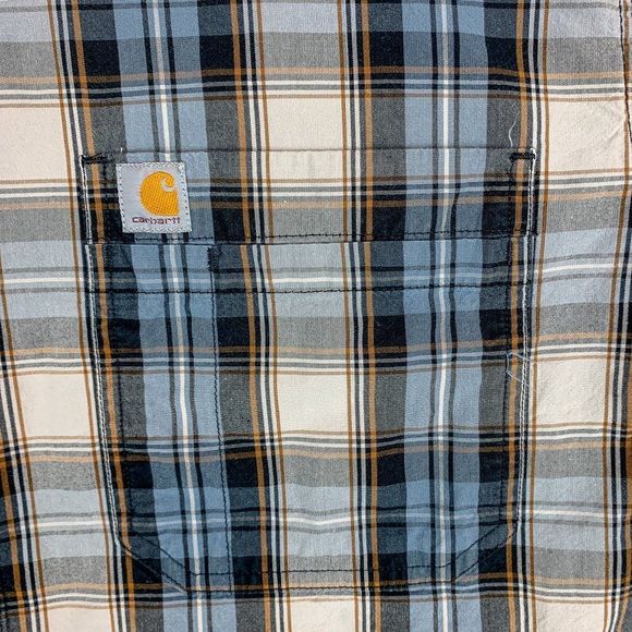 Carhartt Essential Plaid Shirt Mens Extra Large Blue Relaxed Fit Casual 103550 - Picture 3 of 12
